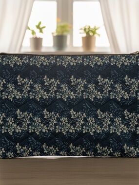Hand Crafted Navy Floral Laptop Pouch
